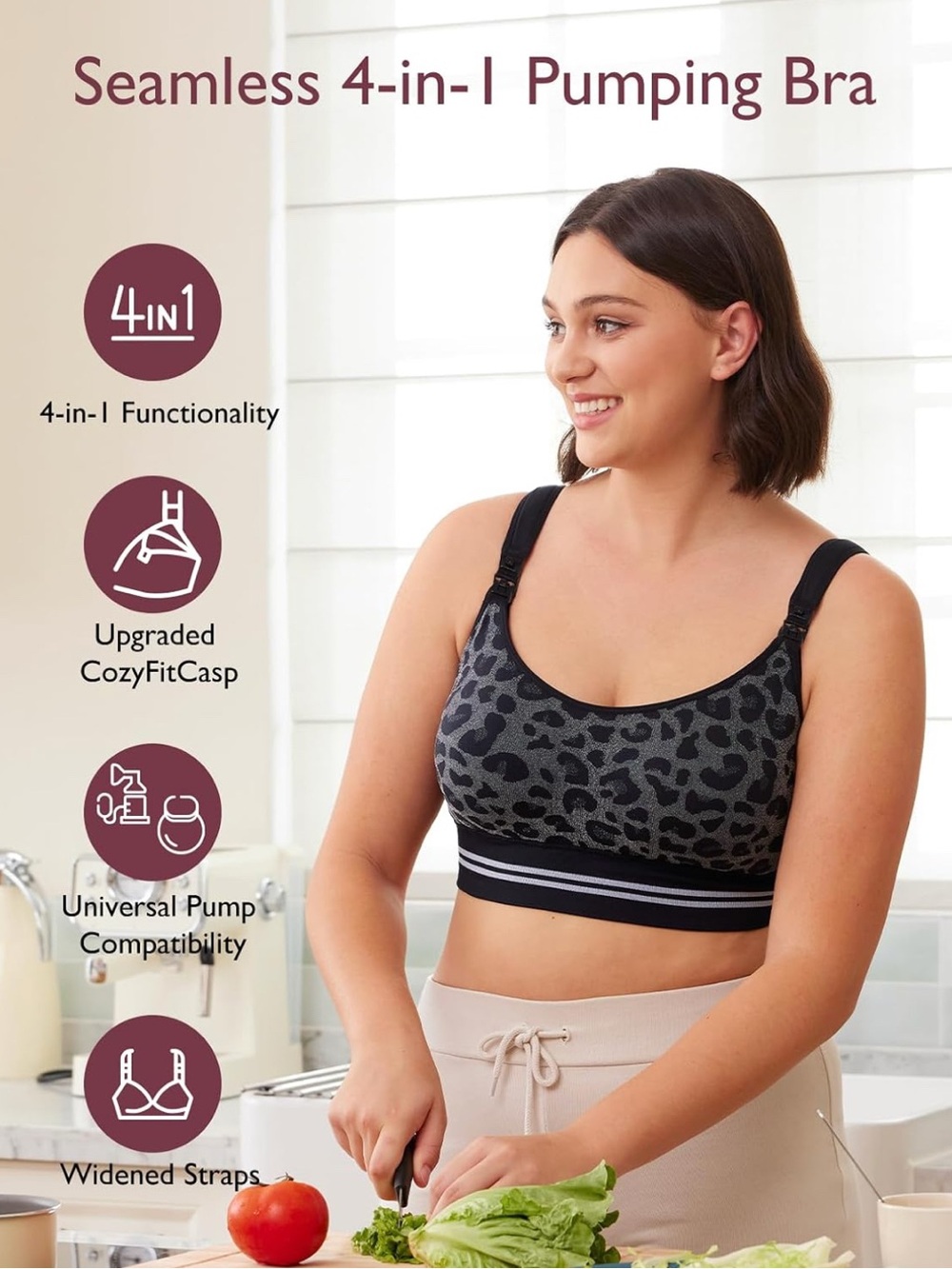 Momcozy Pumping Bra - Black Leopard